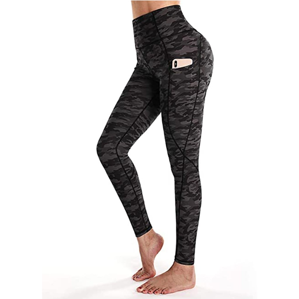 Womens Leopard Printed Tights High Waist Pocket Yoga Pants