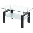 thumbnail image 6 of Modern Rectangle Glass Coffee Table, 2-Tier Black Tempered Glass Tea Table for Living Room, 39.4" x 23.7" x 17.72" Stylish Center Table with Ample Storage (Black One), 6 of 11