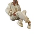 thumbnail image 3 of Conjunto de Chándal de 2 Piezas para Mujer, Sudadera de Larga con Cremallera y Pantalones de Chándal de Pierna , Conjuntos de Estar por Casa, Otoño Albaricoque M, 3 of 7