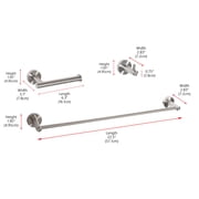Freya 3-Piece Bathroom Hardware Set in Brushed Nickel