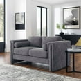 thumbnail image 2 of Loveseat Sofa Couch, Grey Gray, Fabric, Living Kitchen Cafe Bistro Hospitality Restaurant, Modern Contemporary HB34795, 2 of 9