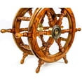 thumbnail image 4 of Nagina International Wooden Ship Wheel Home Decor Table | Pirate's Antique Brass Hub Motiff (24 Inches), 4 of 6