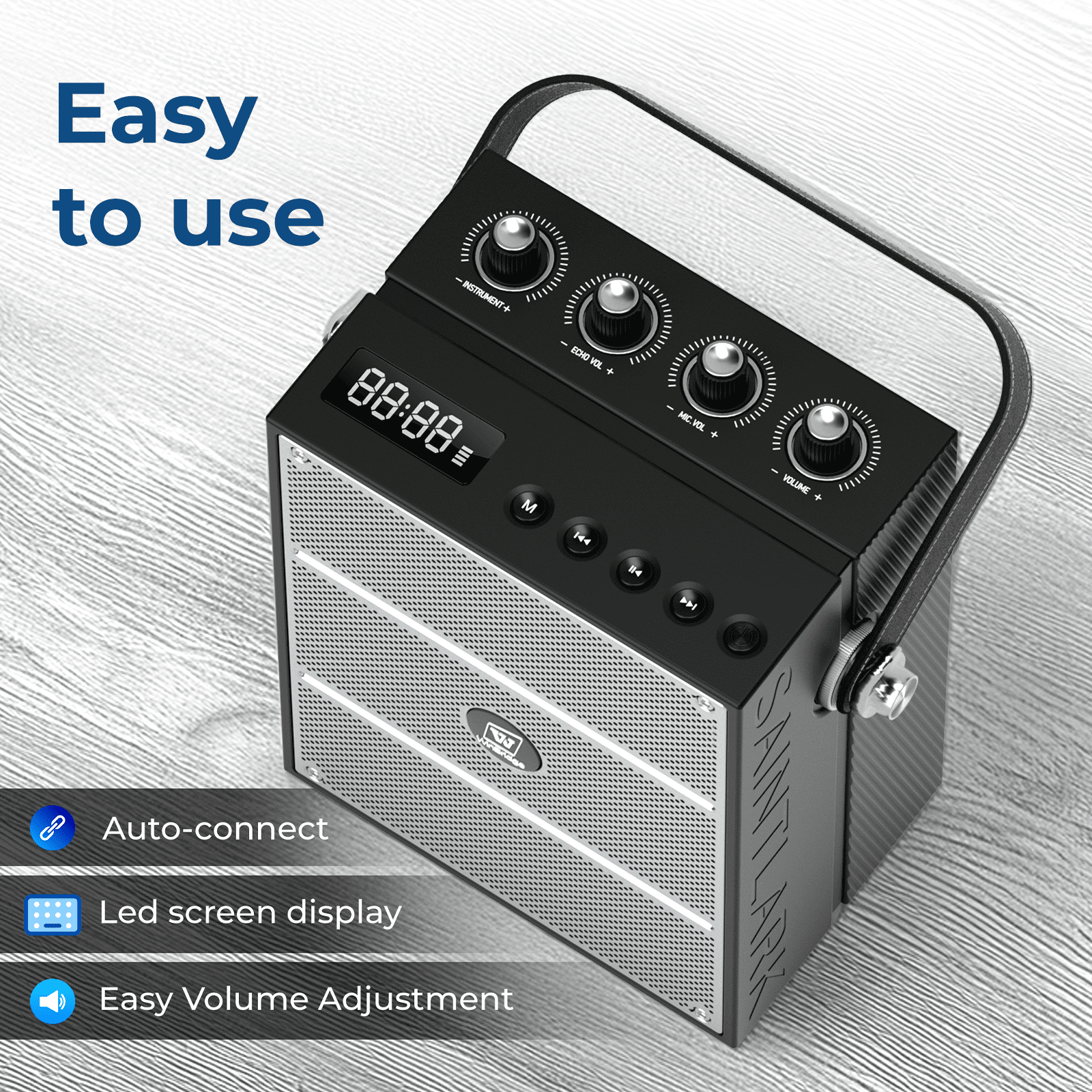 HW HAOWORKS Portable PA System & Karaoke Machine with 2 Wireless Mics, 100W Powerful Pro Sound Bluetooth Party Speaker, Support USB/TF/AUX/Guitar for Outdoor/Home Events - S99