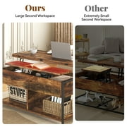 MONVANE 40 Lift Top Coffee Table with Storage for Living Room, Rustic Brown
