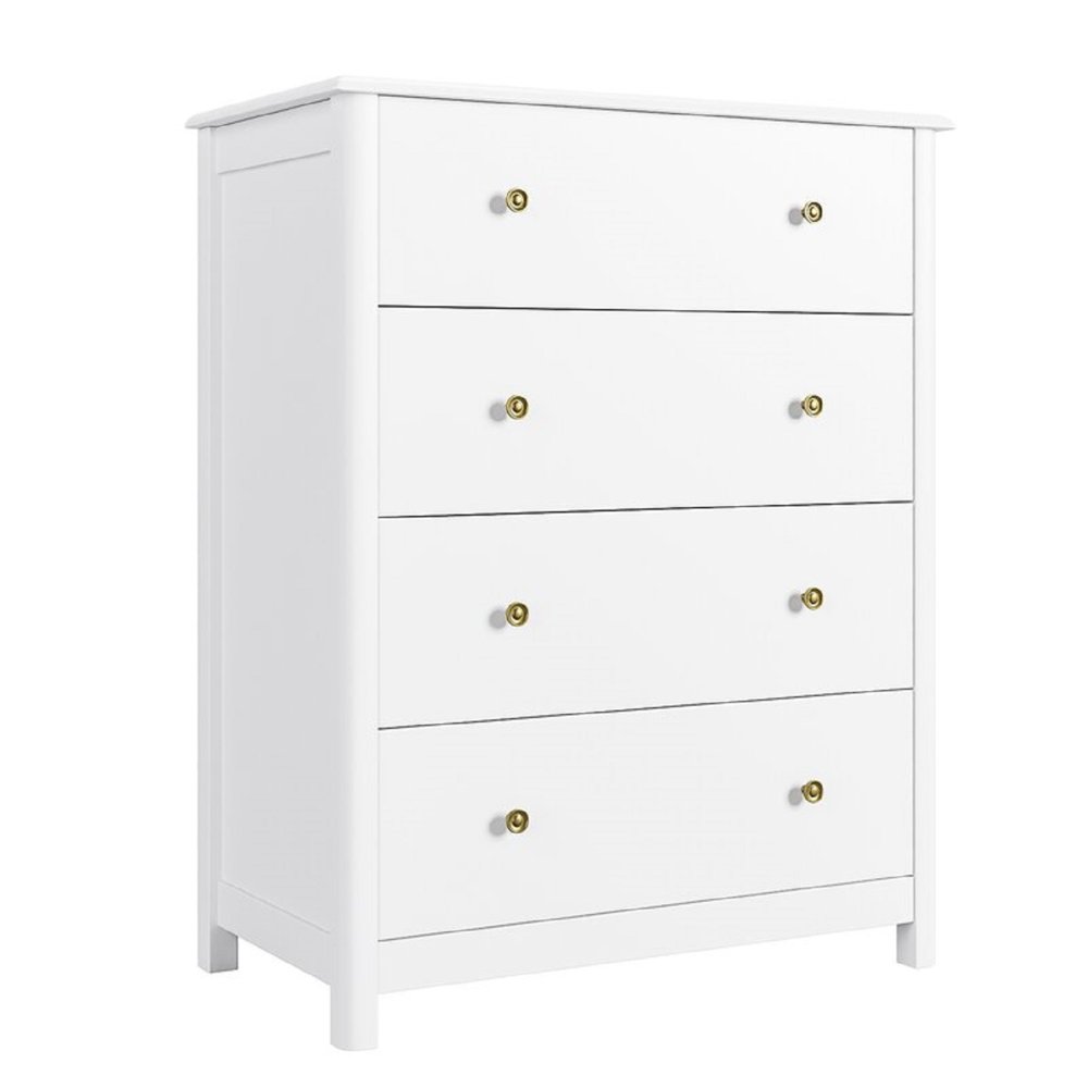 Homfa Horizontal Dresser, White Dresser with 4 Drawer 29" L x 15.7" W