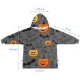 thumbnail image 7 of Gray Halloween Pumpkins Bats and Faces Blanket Hoodies for Kids 6-13YR Oversize Wearable Blanket Hoodies for Boys Girls Teens, 7 of 7