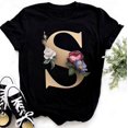 thumbnail image 1 of Nombre personalizado letra combinación moda mujer camiseta flor letra fuente ABCDEFG manga corta Tops negro camiseta ropa Tan Jianjun unisex, 1 of 2