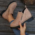 thumbnail image 7 of Willtoo Ankle Boots for Women Low Heel Suede Platform Heeled Short Booties Chunky Heel Side Zipper Round Toe Lug Sole Fall Boots Non Slip Outdoor Walking Shoes Pink, 7 of 7