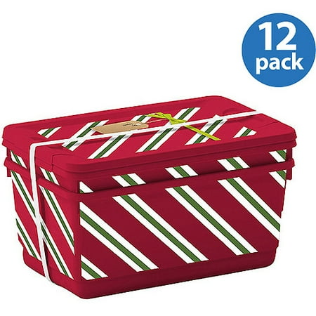 Urbin XS 2-Pack Holiday Storage Container, Diagonal Stripe, Set of 6