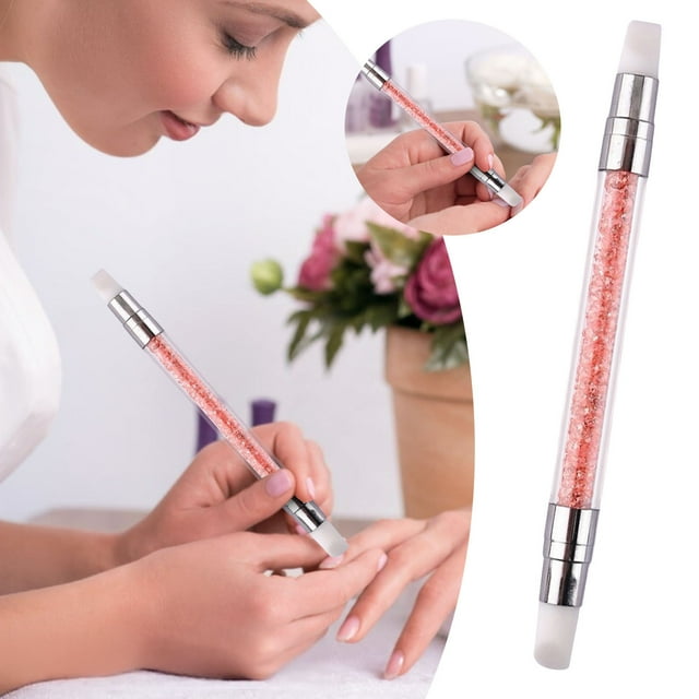 Cepillo de silicona con punta redondeada para pintura con polvo acrílico, esmalte en gel, punteado y detalles; herramienta de manicura