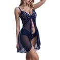thumbnail image 3 of MINTREUS Lingerie for Women Lace Nightwear Set with Adjustable Straps Babydoll Chemise Nightgown and Panties S-2XL, 3 of 6