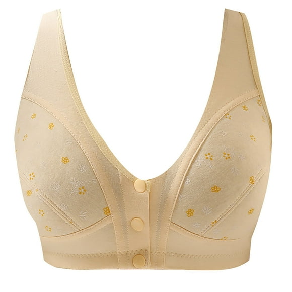 FhsagQ Bra Womens Bras Plus Size Garter Belt Women's Soft Cotton Cup Front Buckle Comfortable Underwear Large Size No Steel Ring Wide Shoulder Strap Vest Style New Printed Bra Underwear Beige 44/100