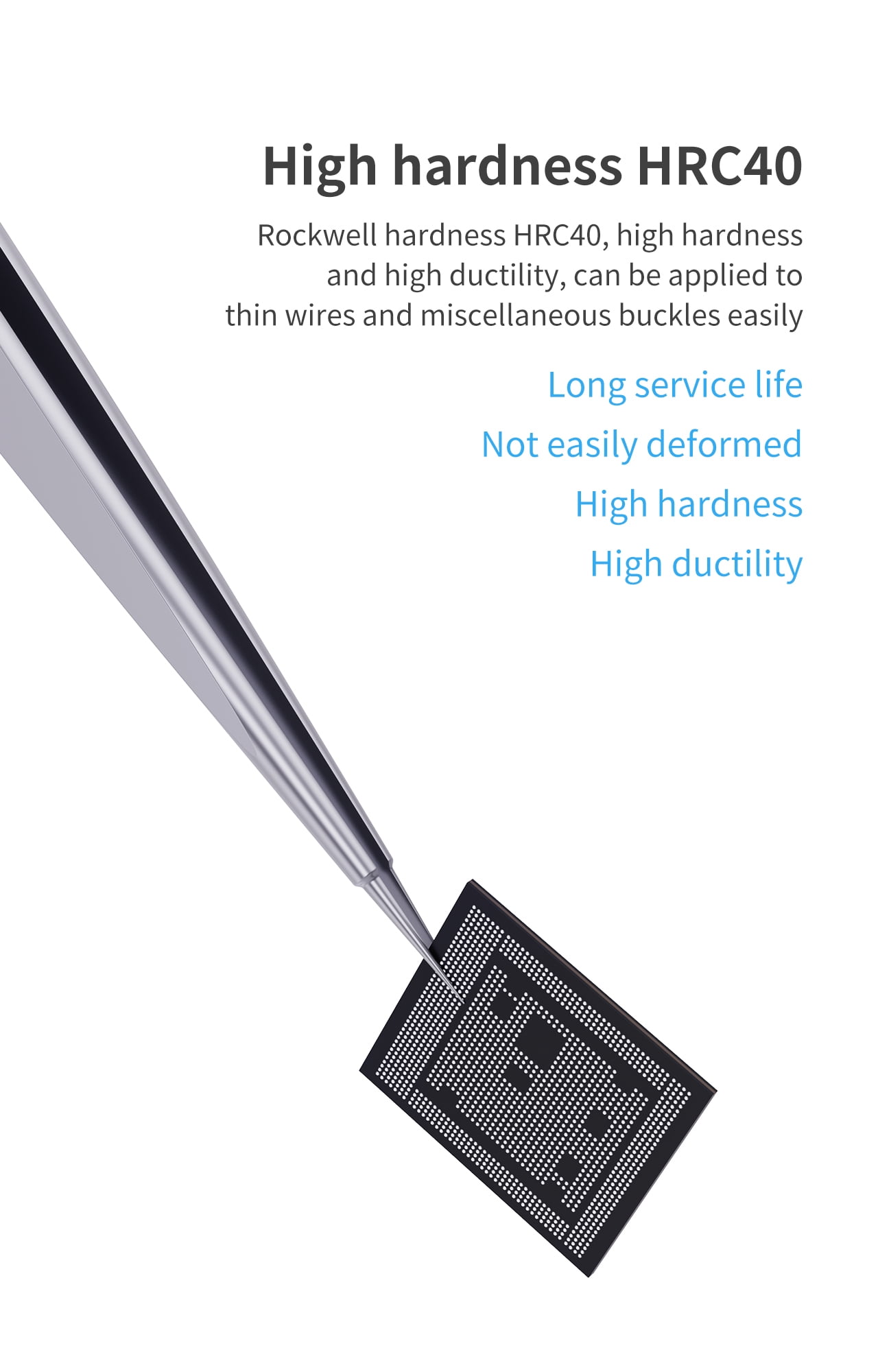 Replacement iNeeZy Handmade Non-Magnetic Stainless Tweezers (Silver - Wide) (Qianli)