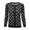 Black/Ivory, variant on Women's Cute Cat Pattern 3/4 Sleeve Button Down Stylish Cardigan Sweater MK3466-BLK/IVR-M