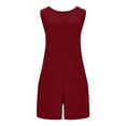 thumbnail image 5 of Feancey Plus Size Romper Shorts for Women Sleeveless Loose Short Jumpsuits Business Casual Summer Rompers with Pockets Red XL, 5 of 7