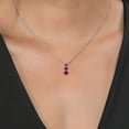 thumbnail image 3 of Gem Stone King Red Created Ruby and Blue Created Sapphire 3 Stone Pendant Necklace for Women (0.99 Cttw, Gemstone Birthstone, Round 5Mm, 4Mm and 3Mm, With 18 inch Chain), 3 of 3