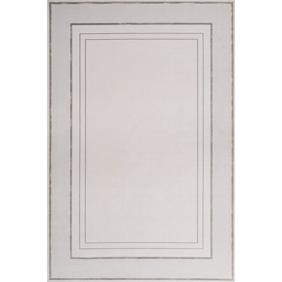 Grey Framed Area Rugs for Living Room Washable Rugs Boho Moroccan Area Rug Soft Neutral Geometric Bohemian Carpet Distressed Indoor Rug for Bedroom Dining Room Office Foldable Nonslip Rug