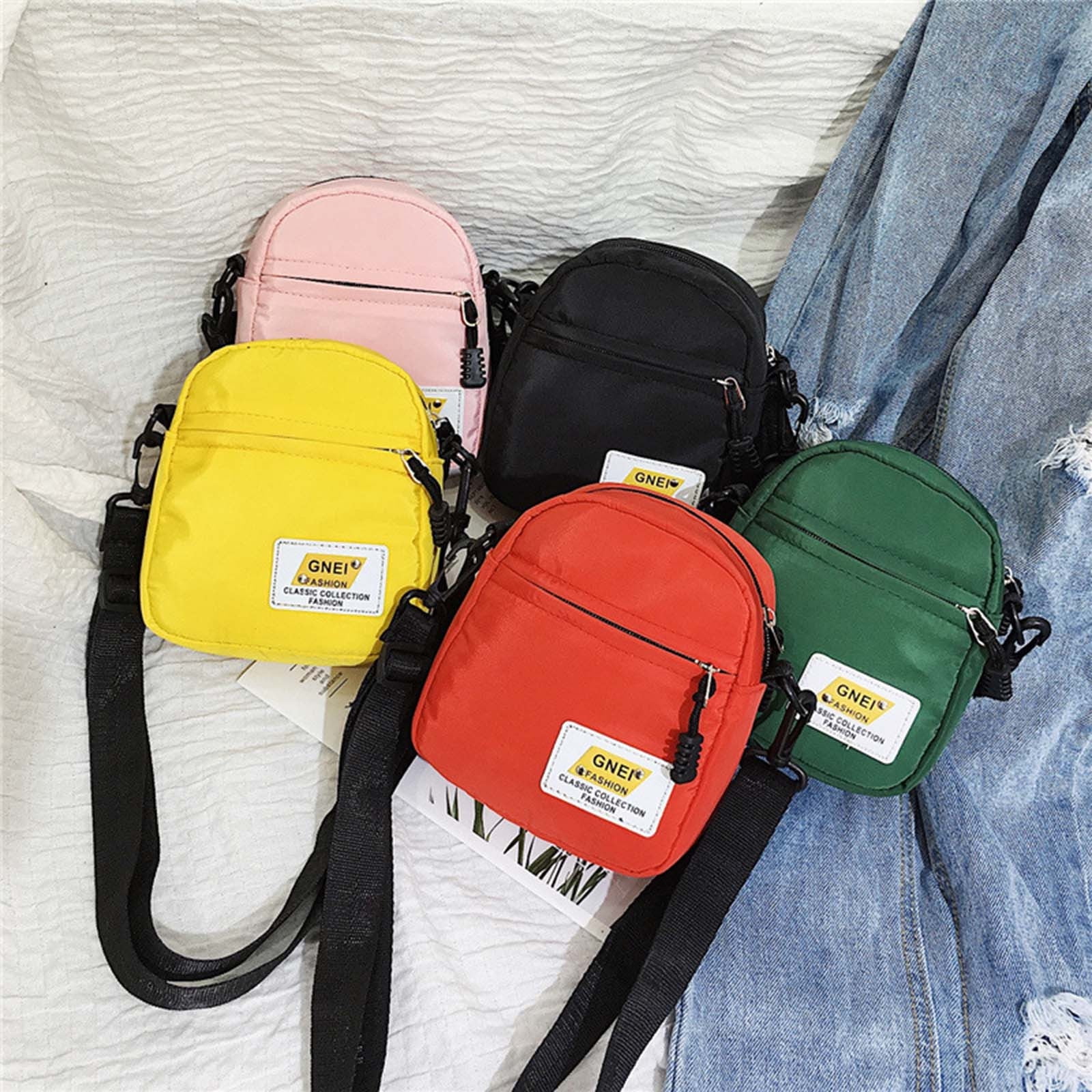PMUYBHF Small Shoulder Bag for Men Straps for Crossbody Bags Women Gold  2024 New Solid Color Vertical Square Nylon One Shoulder Crossbody Cloth  Mobile