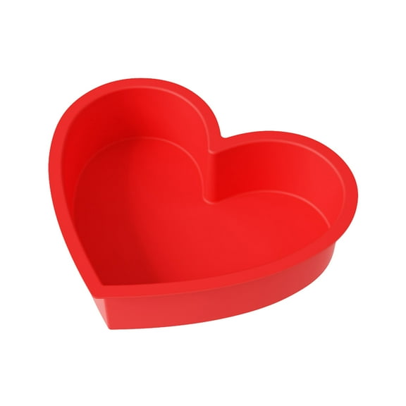 7 Inch Heart Shaped Cake Pans, 2 Pack Nonstick Silicone Heart Baking Molds for Cakes, Cheesecakes and Brownies (Red)