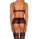 thumbnail image 5 of Conjunto de lencería sexy de encaje para mujer, ropa interior de malla hueca, sujetador, ropa de dormir, rojo vino, M sidaley XX000092-07, 5 of 7