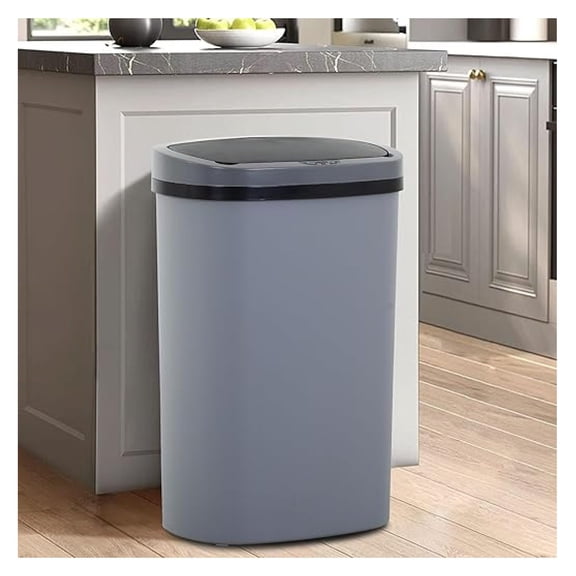 13 Gallon Trash Can with Lid, Stainless Steel Kitchen Garbage Can - Automatic Sensor, Hands-Free, Dog Proof, for Kitchen, Bathroom, Office, Bedroom