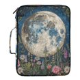 thumbnail image 2 of Haosy Accordion File Organizer Zipper Binder 500 Sheet 6-Tab Expanding File Folder Multi-Pocket 1.2 Inch 3 Ring Wildflowers and Trees Surrounded Full Moon, 2 of 7
