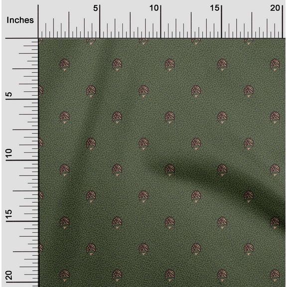 oneOone Cotton Jersey Olive Green Fabric Texture & Floral Block Sewing Material Print Fabric By The Yard 58 Inch Wide