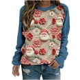 thumbnail image 2 of Clear 50% off Wycnly Christmas Sweater Xmas Christmas Sweatshirt Fashion Women Color Block Floral Santa Claus Print Sweatshirt Girls Loose Crewneck Long Sleeve Pullover Blouses, 2 of 3