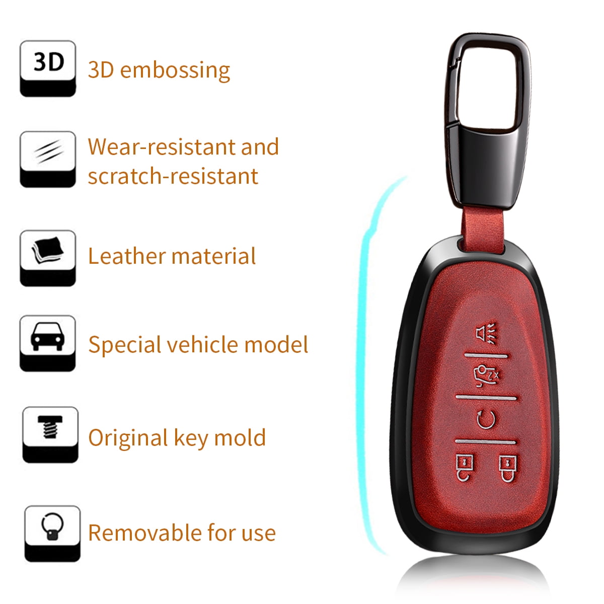 For Key Fob Cover Leather Car Compatible for 2016 2017 2018 2029 2020 2021 Equinox Malibu Camaro Cruze Blazer Sonic Volt Traverse Trax 5 Button Key Case-G Style