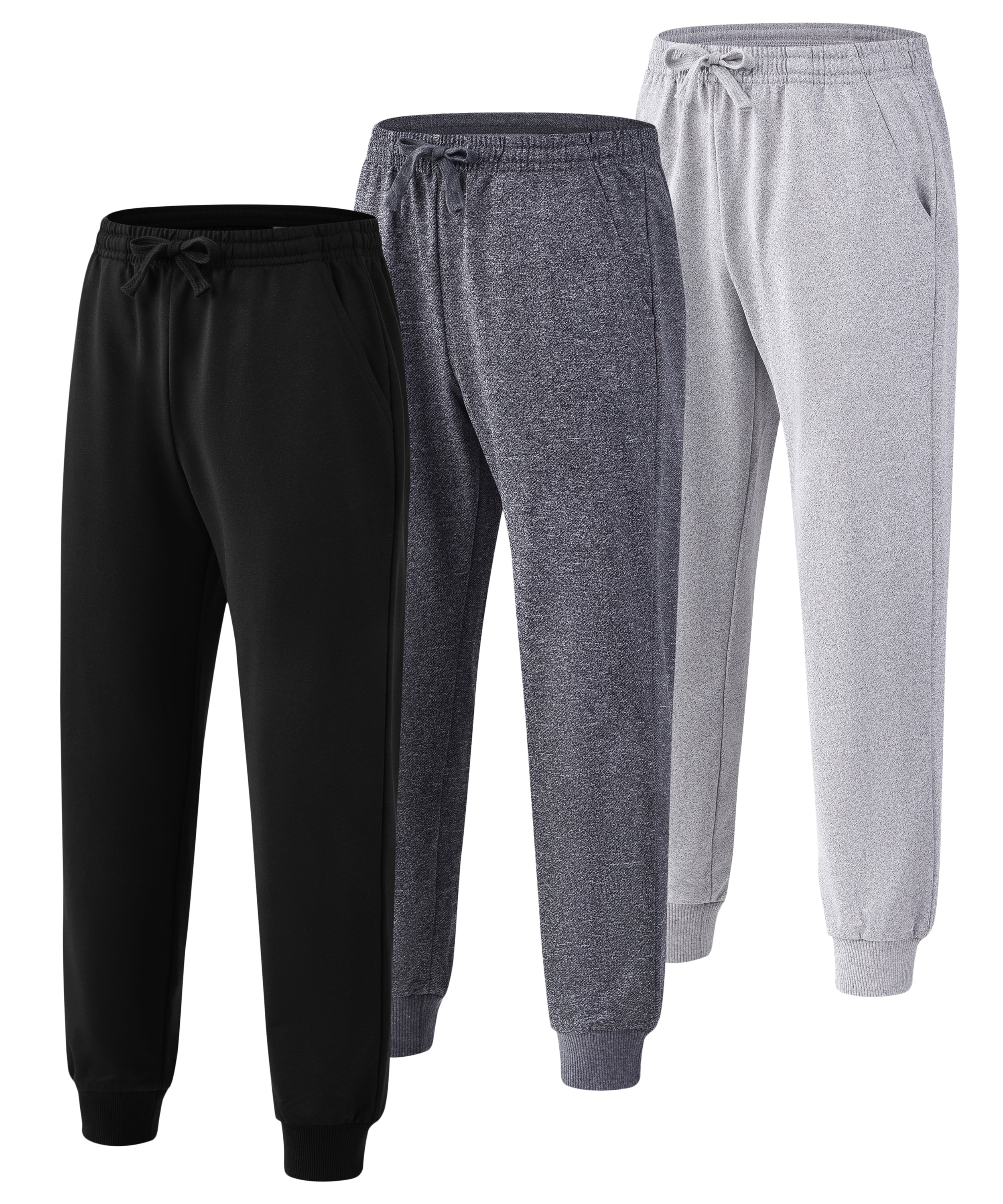 Muvtei Boys Sweatpants 3 Pack Athletic Workout Kids Casual Pants Boys Joggers with Pocket and Elastic Drawstring Waist Size 6-16