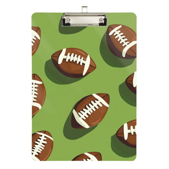 FORMRS Acrylic Clipboard with Low Profile Clip Standard A4 Letter Size, 12.5" x 9", Game Day Footballs