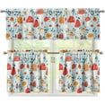 thumbnail image 2 of Mushroom 3 Piece Kitchen Curtains Valance and Tiers Set Removable and Washable Cafe Curtains 24 Inch Length Rod Pocket Rv Curtains for Nurseries Children''s Room (54"x18"+27.5"x24"x2), 2 of 5