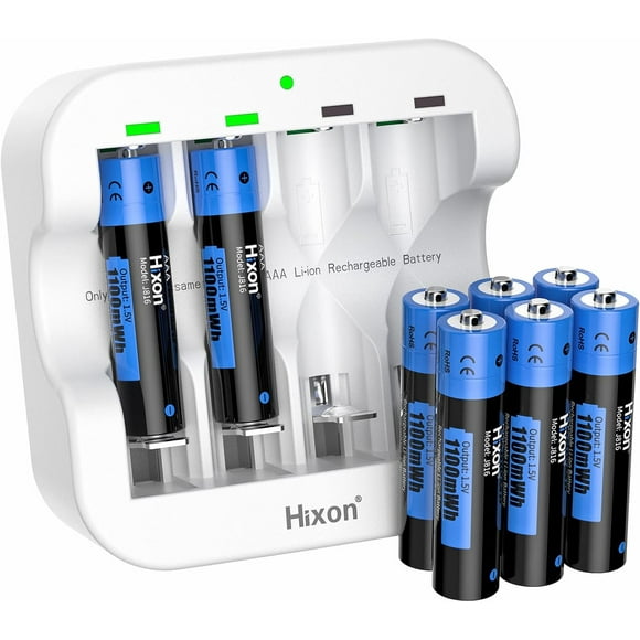 AIR-AAA Rechargeable Lithium Batteries with Charger, 1100mWh High-Capacity Triple AAA Rechargeable Battery,1600 Cycles,Constant 1.5V Rechargeable Batteries(8AAA+1Charger)