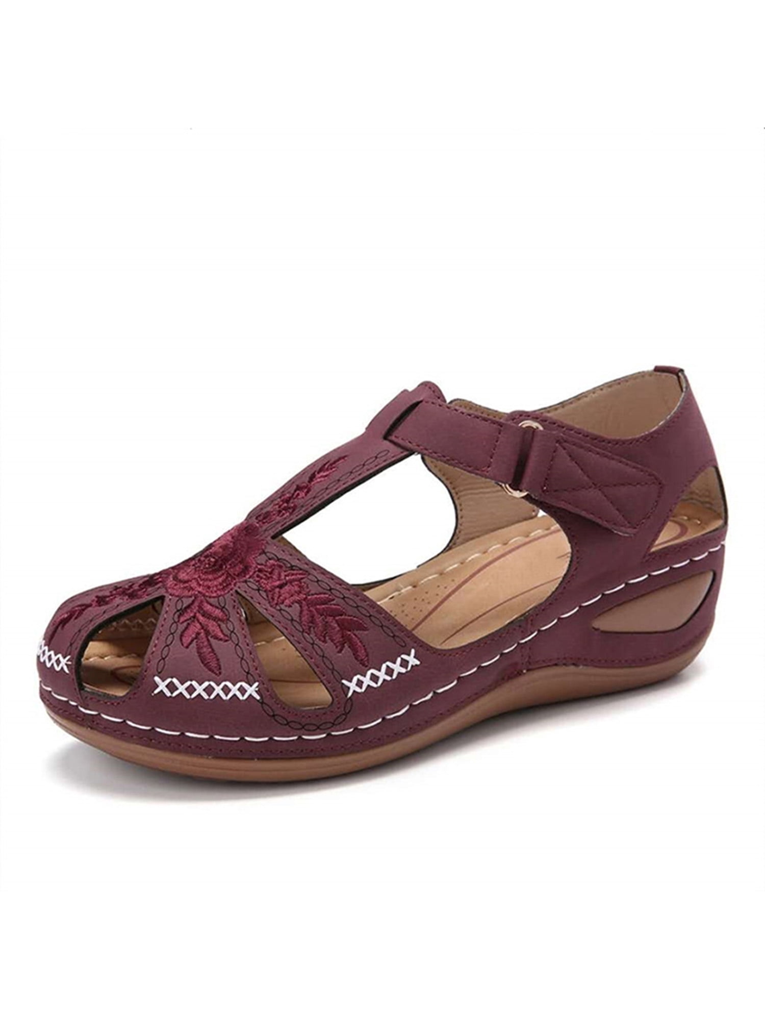 SIMANLAN Womens Wedge Sandals Hollow Closed Toe Shoes Ladies Summer