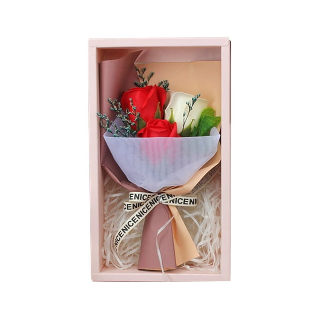 Uuowzo Valentine's Day Gift Flower Bouquet for Girlfriend Rose Soap Bouquet Gift Box Wedding Decoration Accompanying Gift Valentine's Day Gift Self-love Gifts, Red