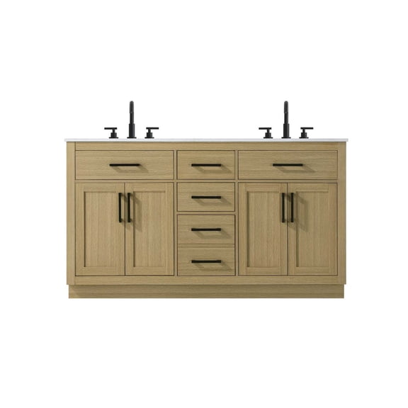Elegant Kitchen and Bath Alden 60 inch Double Bathroom Vanity in Honey Brown
