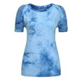 thumbnail image 2 of Womens Tie Dye Printed Ripped Cut Out Short Sleeve Stretch Casual Loose Tops T-shirts, Blue, X-Large, 2 of 5