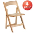 thumbnail image 3 of BizChair 4 Pack Natural Wood Folding Chair with Vinyl Padded Seat, 3 of 14