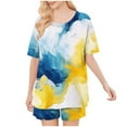 thumbnail image 2 of Chbgutlmr Summer Outfits for women 2 Piece Crewneck Short Sleeve Tops Elastic Waist Shorts Tie-Dye Comfy Lounge Sets, 2 of 6