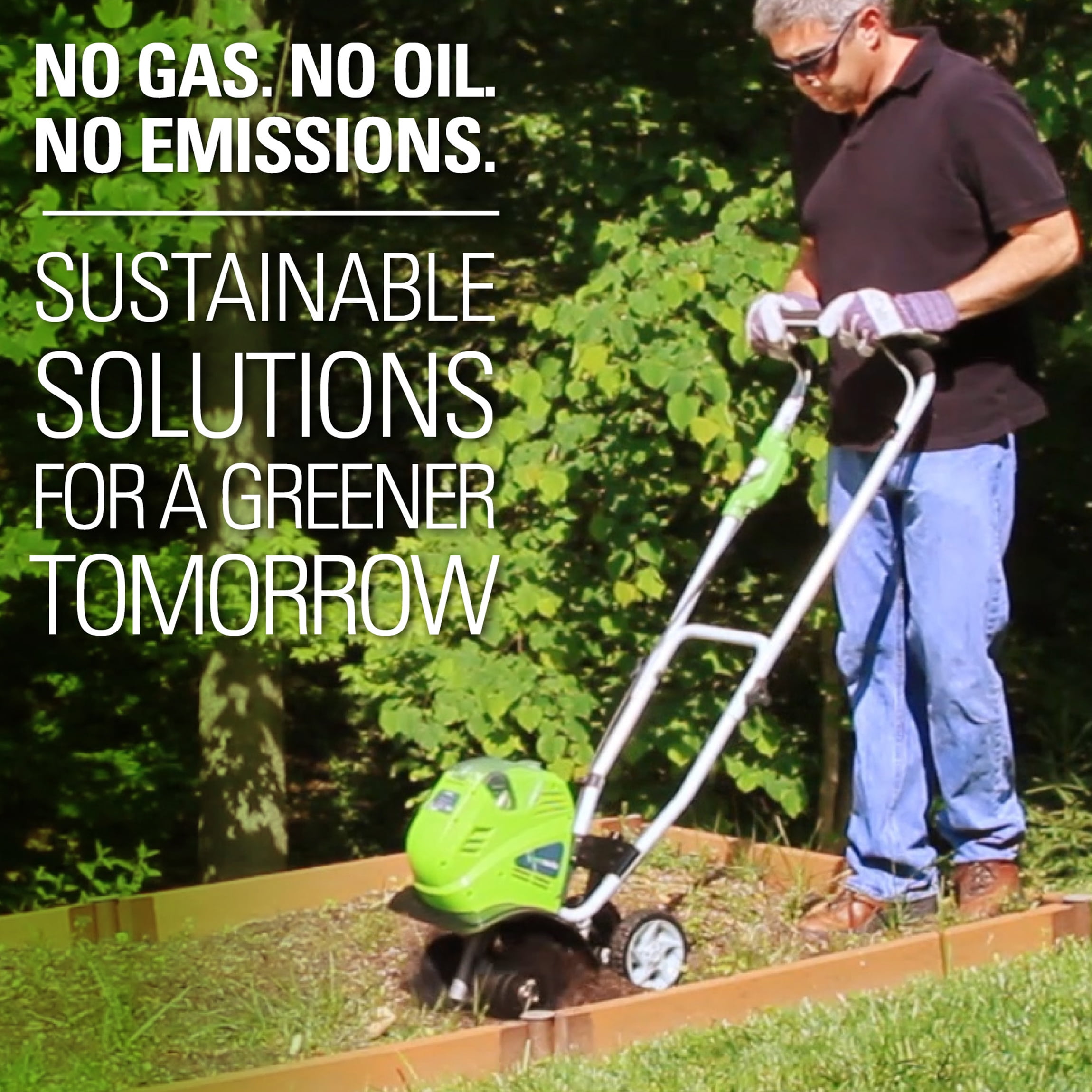 Greenworks 40V 10" Front-Tine Standard Rotating Walk-Behind Garden Cultivator, Battery Not Included 27062A