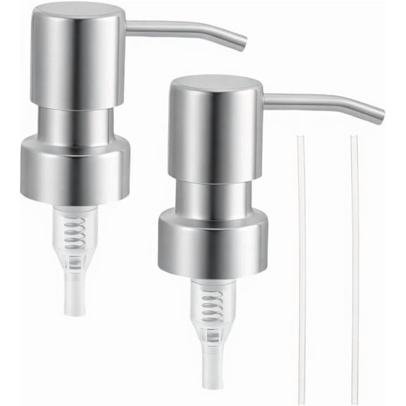 3Pcs Stainless Steel Soap Dispenser Pump Silver Lotion Dispenser Pumps Replacement for Shampoo and Conditioner Jugs Bottle Regular Mouth Glass Plastic Bottles