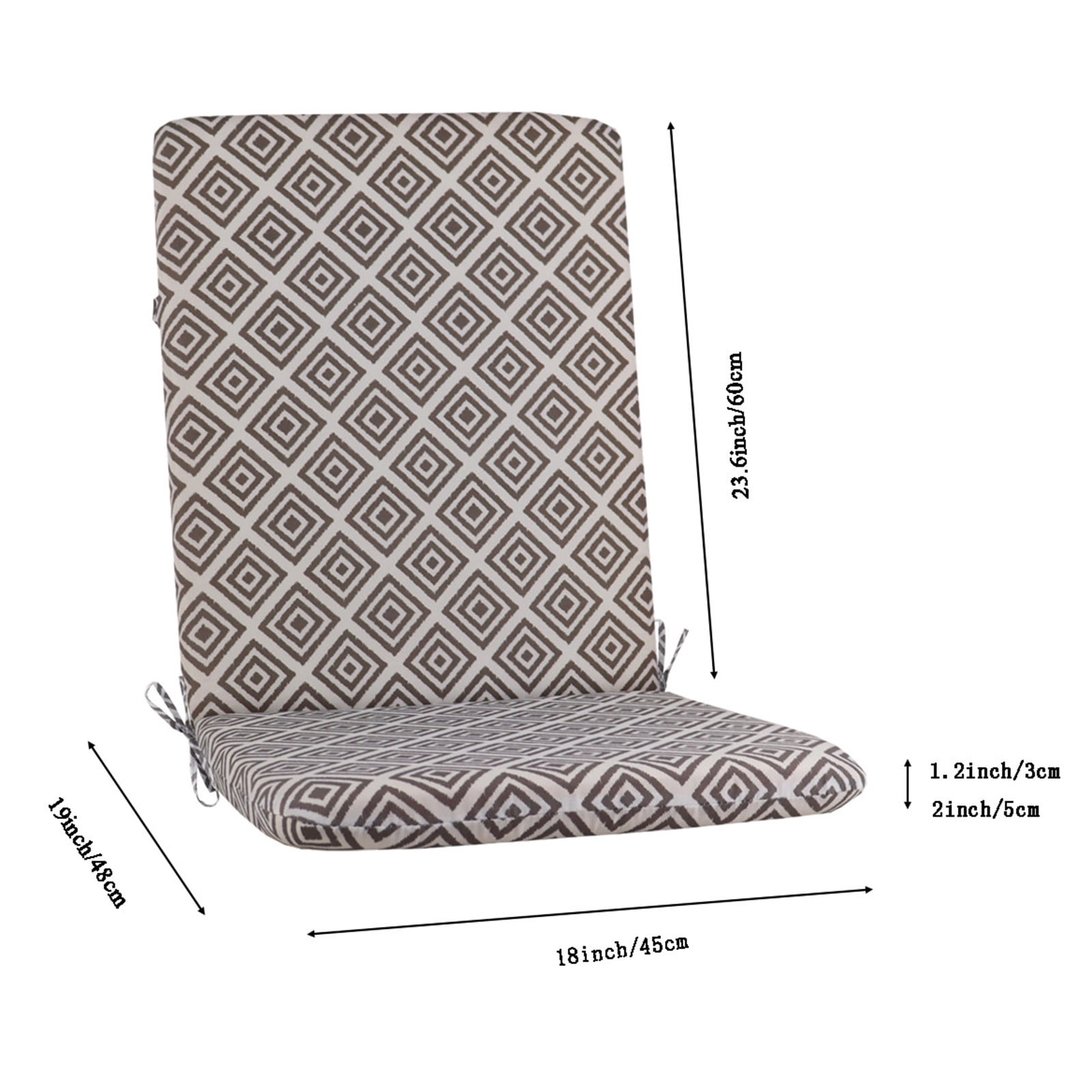 Outdoor Chair Cushion 18x19 in, Weatherproof Waterproof Patio Seat Cushion with Ties, Fade Resistant Outdoor Furniture Cushion for Dining Chairs, Rocking Chairs, and Deep Seats