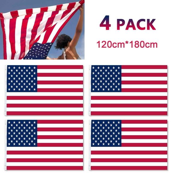 4pcs 4X6FT 120*180cm American Flag USA Flag Printed Nylon Flag National Flag w/Brass Grommets Courtyard Decoration Festival Decoration Flag