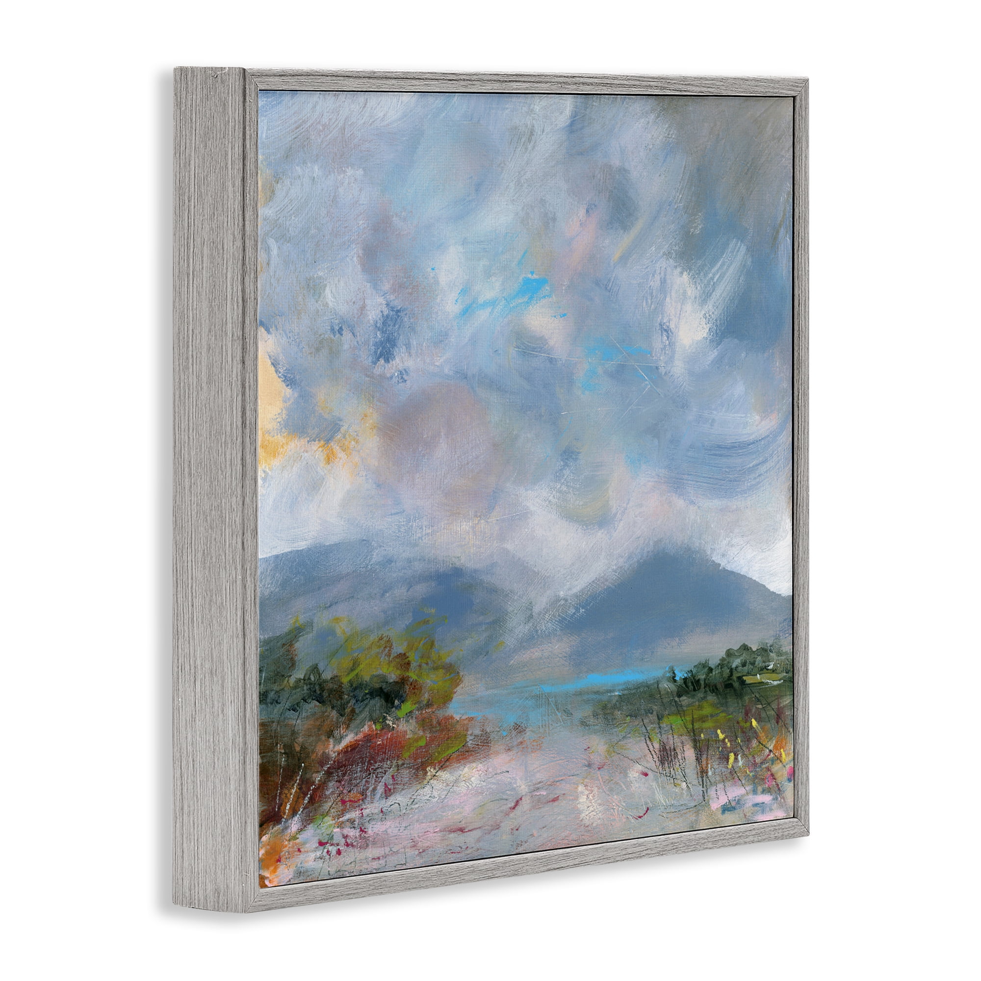 Stupell Industries Expressive Mountain Mists Gray Framed Giclee Art, design by Leslie Birch