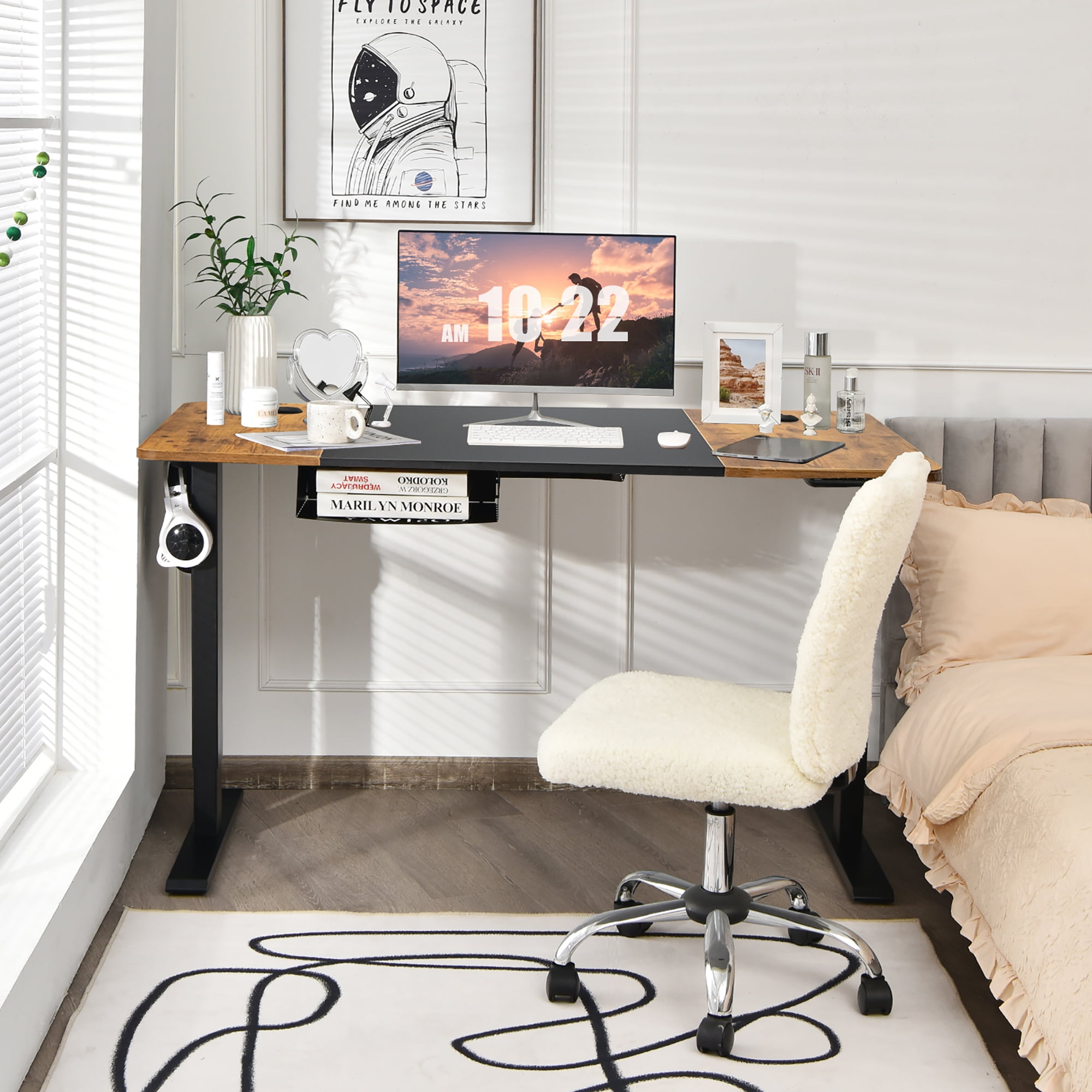 55''x28'' Electric Standing Desk Height Adjustable Sit Stand Desk w/USB  Port Black