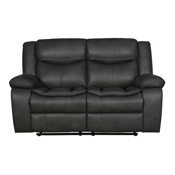 Titan Furnishings 64" Transitional Faux Leather Reclining Loveseat in Gray