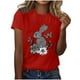 thumbnail image 2 of Camisas de Manga Corta para las Mujeres Moda Casual Impresión Cuello Redondo Suéter Tee Blusas, 2 of 4