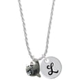 thumbnail image 1 of Delight Jewelry Resin Shark Silvertone Script Initial Disc - L - Charm Necklace, 20"+3", 1 of 4