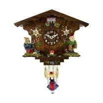 Hermle 8.5" Brown and Green Floral Swinging Girl Cuckoo Wall Clock