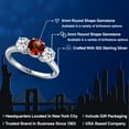 thumbnail image 2 of Gem Stone King 925 Sterling Silver Red Garnet and White Topaz Engagement Ring for Women | 2.20 Cttw | Round 6MM | Gemstone January Birthstone | Size 8, 2 of 6